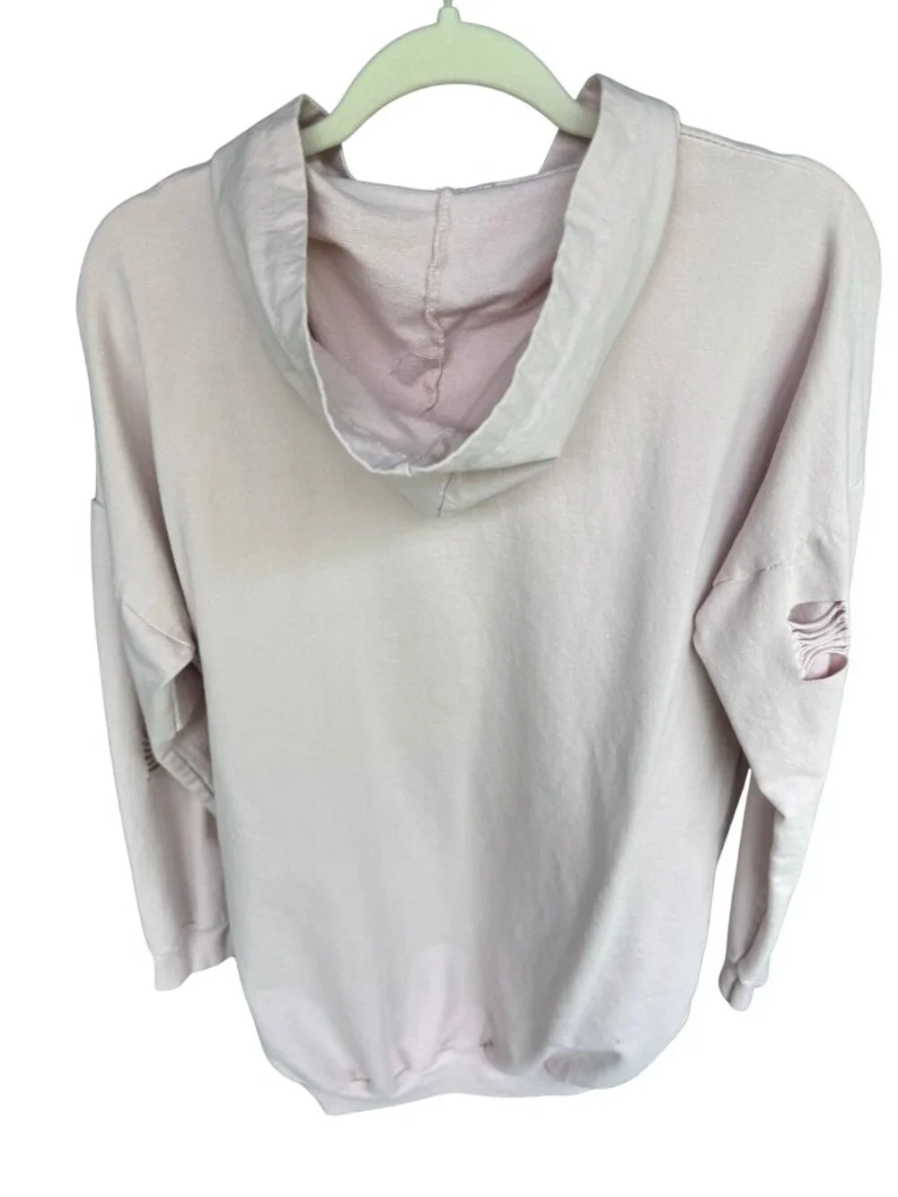 Boohoo Distressed Oversized Hoodie Sweatshirt Dress Pink, Ripped Grunge Pullover